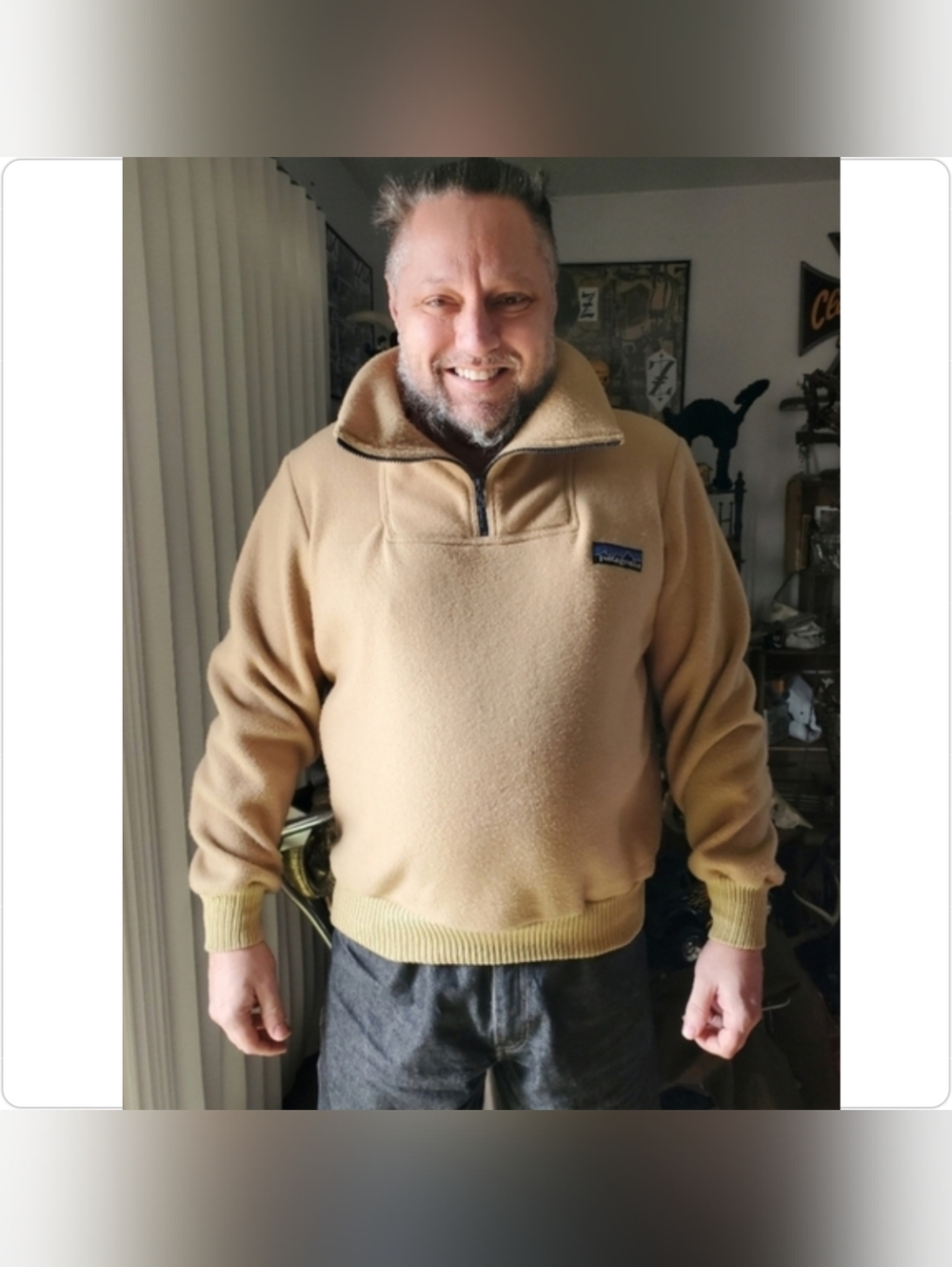 Vintage Patagonia 1/4 Zip Fleece Pullover Men's XL Tan Excellent Condition